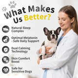 POPPAW Melatonin for Dogs, Calming Chews with Valerian Root & L-Theanine for Sleep Aid & Emotional Support, Calming Treats for Stress Anxiety Relief - Thunder, Fireworks, Barking, Bacon Flavor, 90Ct