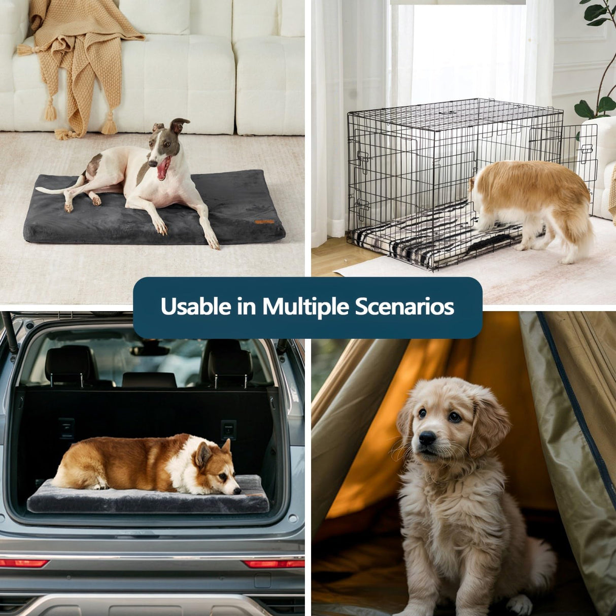 LIORCE Dog Crate Pad - Dog Bed Large Sized Dogs with Removable Washable Cover and Waterproof Lining - Memory Foam Pet Bed for Crate - Reversible Kennel Mat (Cool & Warm), 36-inch, Grey