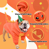 Lelepet Dinosaur Costume - Small Dog Halloween Costume, Warm Fleece Hoodie for Small Dogs, Thick Sweatshirt, French Bulldog, Beagle, Lab, Dachshund, Greyhound, Pitbull, Orange （XS-2XL