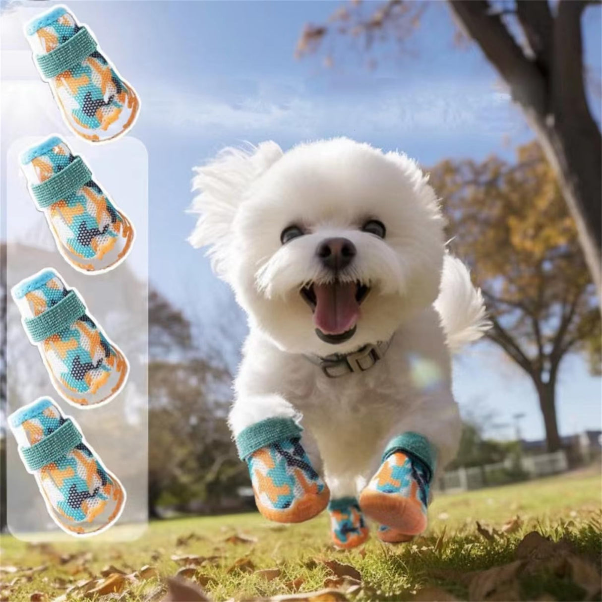 Yeduzyn 4Pcs Waterproof Dog Boots Dog Shoes for Snow and Rain Teddy Pomeranian Bichon Middle and Small Dogs (Size 2)