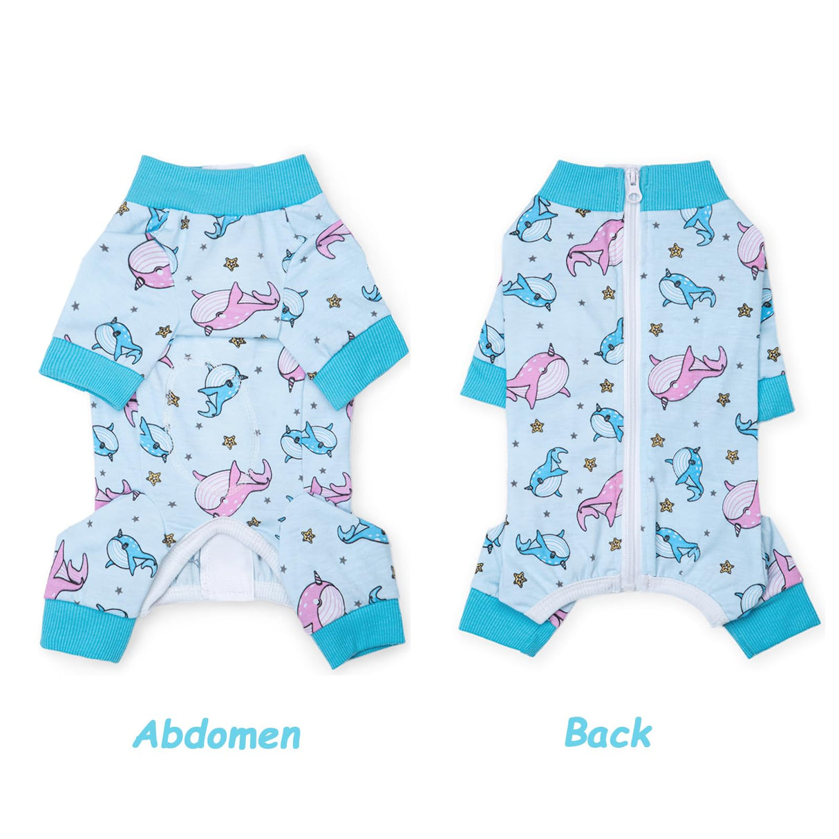 Dog Recovery Suit for Surgery Small Medium Dogs Onesie, Cute Soft Dog Pajamas Bodysuit Cone Alternative Prevent Licking Recovery Suit Female Male (Dolphins, Large)