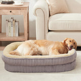 DEBANG HOME Orthopedic Dog Bed for Medium Dogs Breeds, High Density Egg Crate Foam Dog Sofa Beds,Oval Kennel Bed, Pet Couch Bed with Four Sided Bolster, Removable Washable Cover& Non-Slip Bottom
