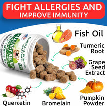 Load image into Gallery viewer, BARK&amp;SPARK Dog Allergy Relief Chews - Anti-Itch Skin &amp; Coat Supplement - Omega 3 Fish Oil - Itchy Skin Relief Treatment Pills - Itching&amp;Paw Licking - Dry Skin&amp;Hot Spots - (120 Immune Treats - Chicken)
