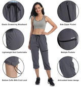VAYAGER Sports Women's Outdoor Hiking Capri Pants Loose-Fit Lightweight with Zipper Pockets Grey