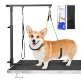 Pawaboo Dog Grooming Table Arm with Clamp, 35" Adjustable Dog Grooming Stand and Free Two No Sit Haunch Holder with Groom Loop, Foldable Home Dogs Groom Tool for Small Medium Pet, Groomer Partner