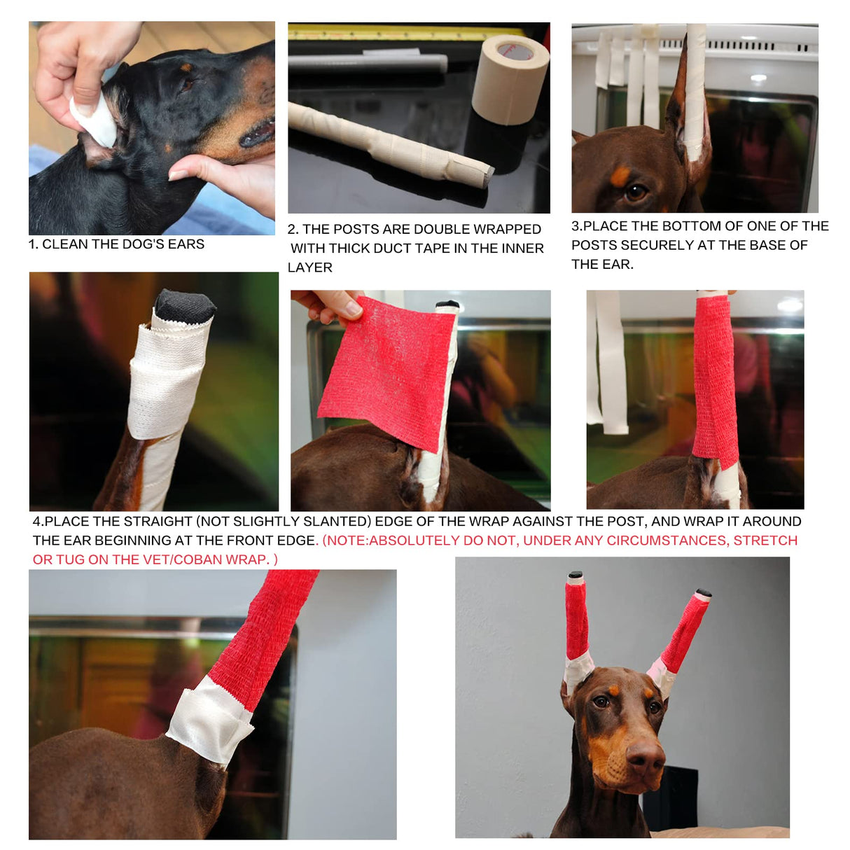 ziyue Doberman Dog Ear Posting Kit, Dog Ear Stand Up Support Tool, Dogs Ears Tap for Doberman Pinscher