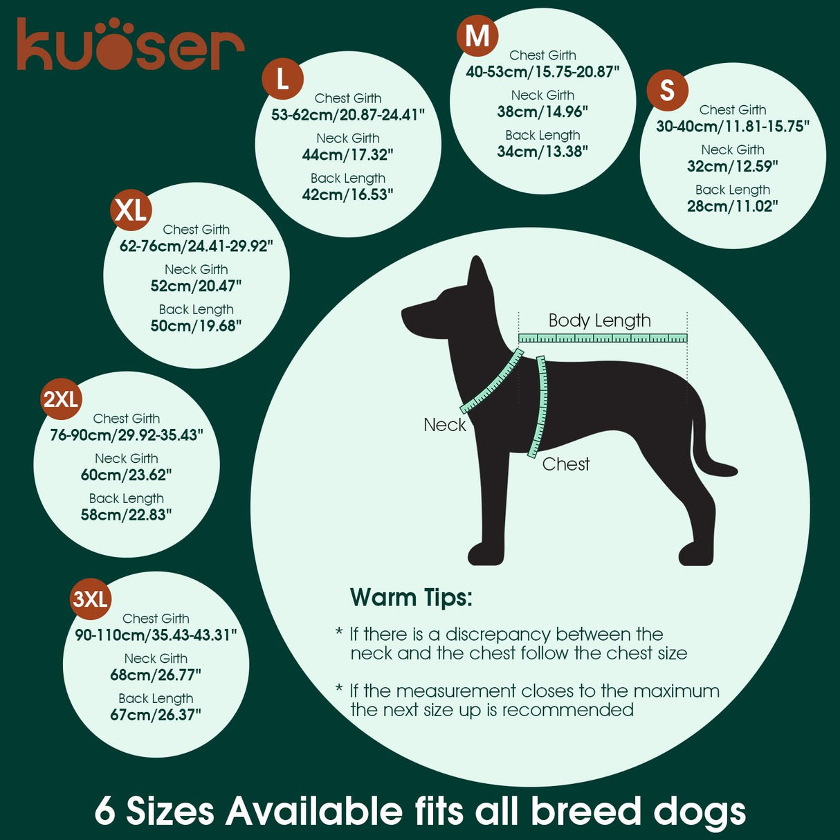 Kuoser Dog Raincoat, Waterproof Dog Jacket with Hood, Reflective Pet Rain Coat for Small Medium Large Dogs, Adjustable Lightweight Puppy Rain Gear for Outdoor Protection & Night Walks