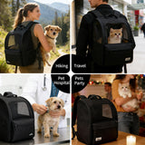 wakytu Cat Carrier Backpack,Steel Wire Frame More Stable,600D Wear-Resistant Oxford Fabric, Dog Carrier Cat Backpacks Suitable for Travel,Black
