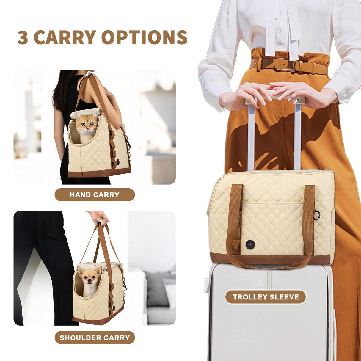 Dog Purse Carrier for Small Dogs, Soft Sided Pet Carrier with Pockets, Foldable Dog Carrier Purse for Puppy, Rabbit, Cat, Washable Breathable Pet Carrier, Dog Carrier Bag for Outdoor Shopping Travel