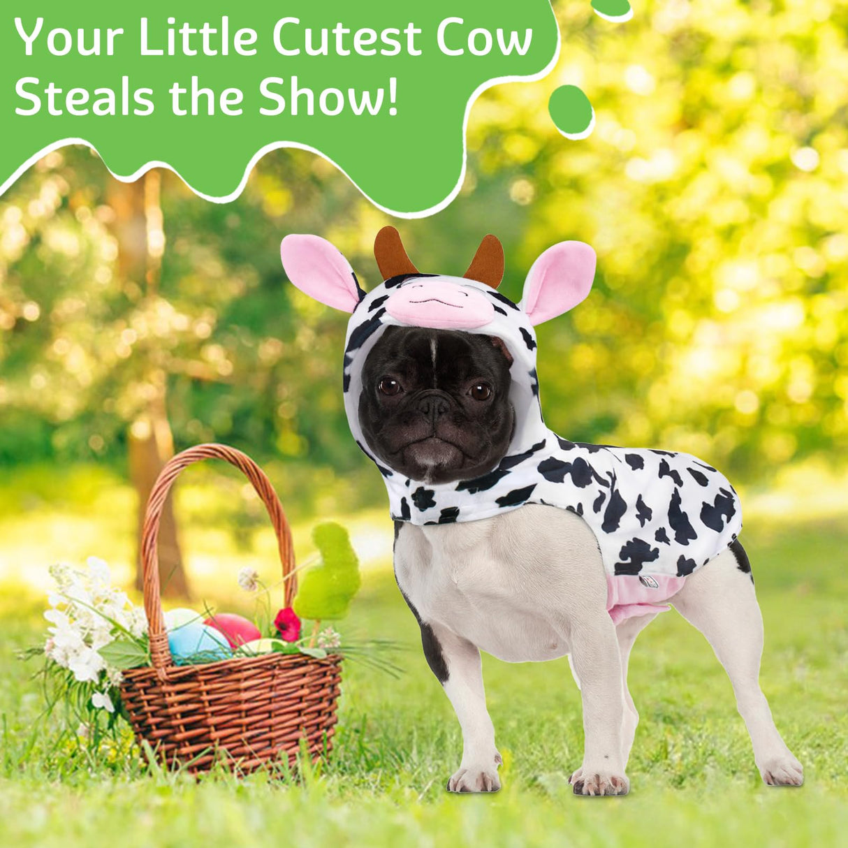 Cow Dog Costume Clothes, Dog Halloween Costumes for Small Medium Dogs, Funny Pet Costumes Milk Cows Outfit for French Bulldog Christmas Party Cosplay Puppy Cat Clothes Photo Dress up Accessories