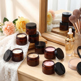 4 Pieces Round Wide-mouth Leak Proof Plastic Container Jars with Lids for Travel Storage Makeup Beauty Products Face Creams Oils Salves Ointments DIY Making(2 Ounce,Amber)