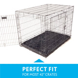 Paw Inspired Washable Padded Crate Mats for Dogs | 41” x 28” Pad, Fits 42-inch Kennels | Leakproof, Waterproof Bottom, Plush Pet Beds (Gray)