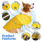 LOWRIDER Dog Raincoat- Adjustable Waterproof, Windproof, and Lightweight All Weather Rain Jacket and Poncho with Reflective Stripes, Yellow (X-Small)