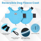 DENTRUN Reversible Dog Coat - Windproof Polar Fleece Vest with Reflective Neck Strips, Hook & Loop Closures, Easy-On Cold Weather Jacket for Medium Puppies (Medium Dogs Gear)