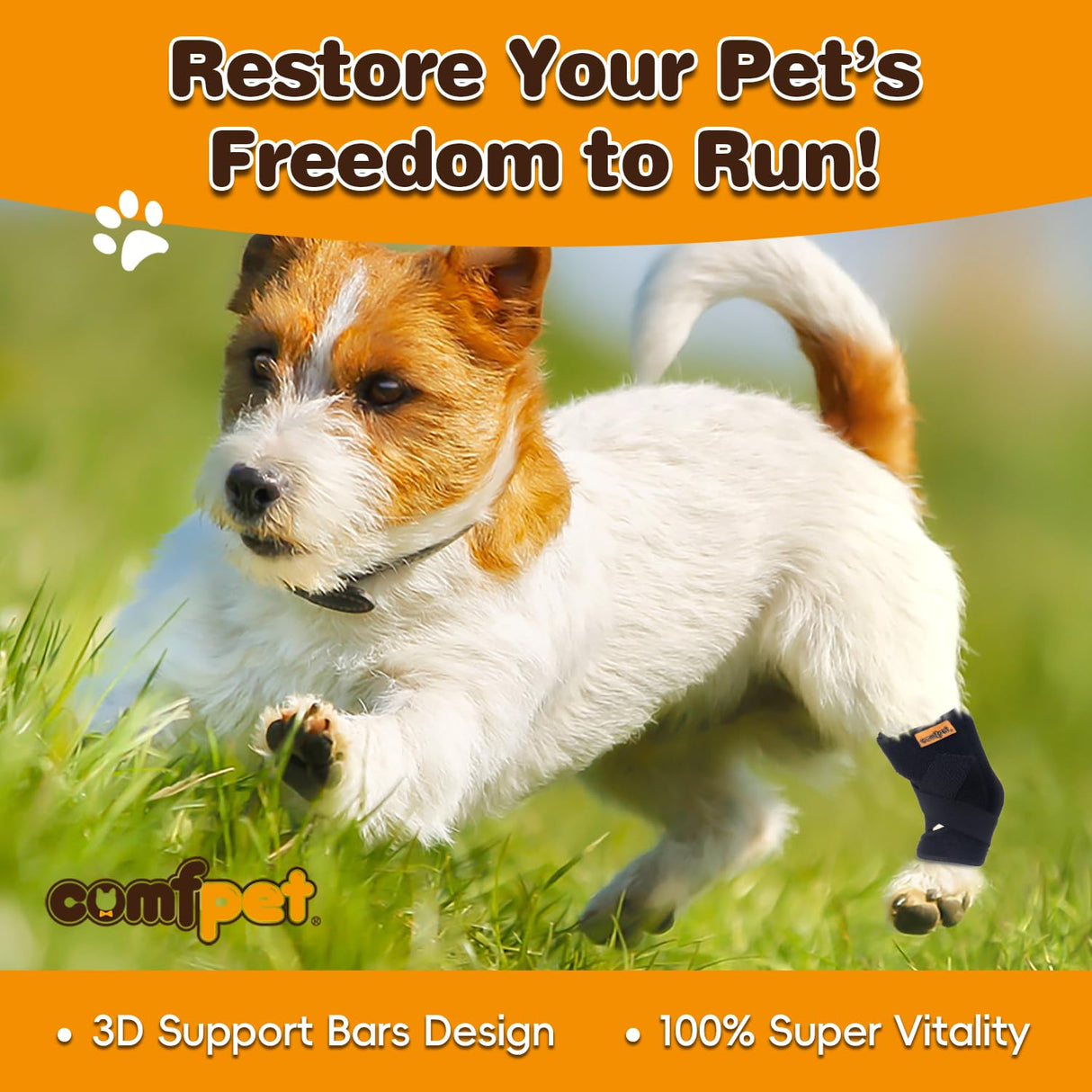 COMFPET Dog Hock Brace for Small Dogs (5-15 lbs), Adjustable Hind Leg Support Wrap for Chihuahua, Pomeranian, Yorkie, Arthritis, ACL Tears & Lameness Relief - Size S