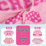 CuteBone Pet Cheerleader Costume Two Piece Cheer Dog Dress Pink Clothes - Sports Outfit for Small Dogs & Cats - Comfortable, Stylish, Easy to Wear - Great for Game Days, Parties and Photos LLD01M