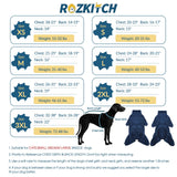 ROZKITCH Warm Dog Pajamas for Large Dogs, Windproof Full Coverage Pet Pjs, Soft Fleece Jacket with Full Coverage, Pullover Winter Coat with Super Warm Jump Suit Blue XXL