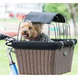 Travelin K9 Pet-Pilot MAX Wicker Bike Basket for Dogs/Cats - Includes Wire Cage Top w/Sun Shade + Plush Removable Padded Liner