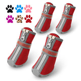QUMY Dog Shoes for Small Dog, Puppy Dog Boots & Paw Protectors for Winter, Summer Hot Pavement, Waterproof in Rainy Weather, Ourdoor Walking, Indoor Hardfloors Skid-Resistant Soles Red Size 4