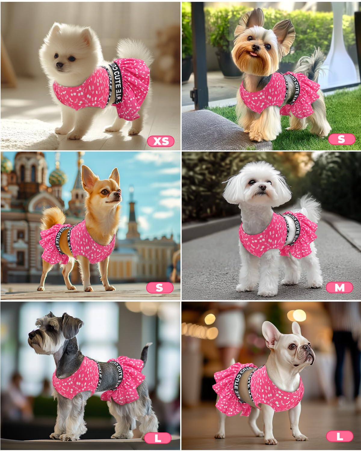 CuteBone Two Piece Dog Sports Dress Athleisure Puppy Skirt Lightweight Small Dogs Girl Clothes Cat Apparel SPS12L