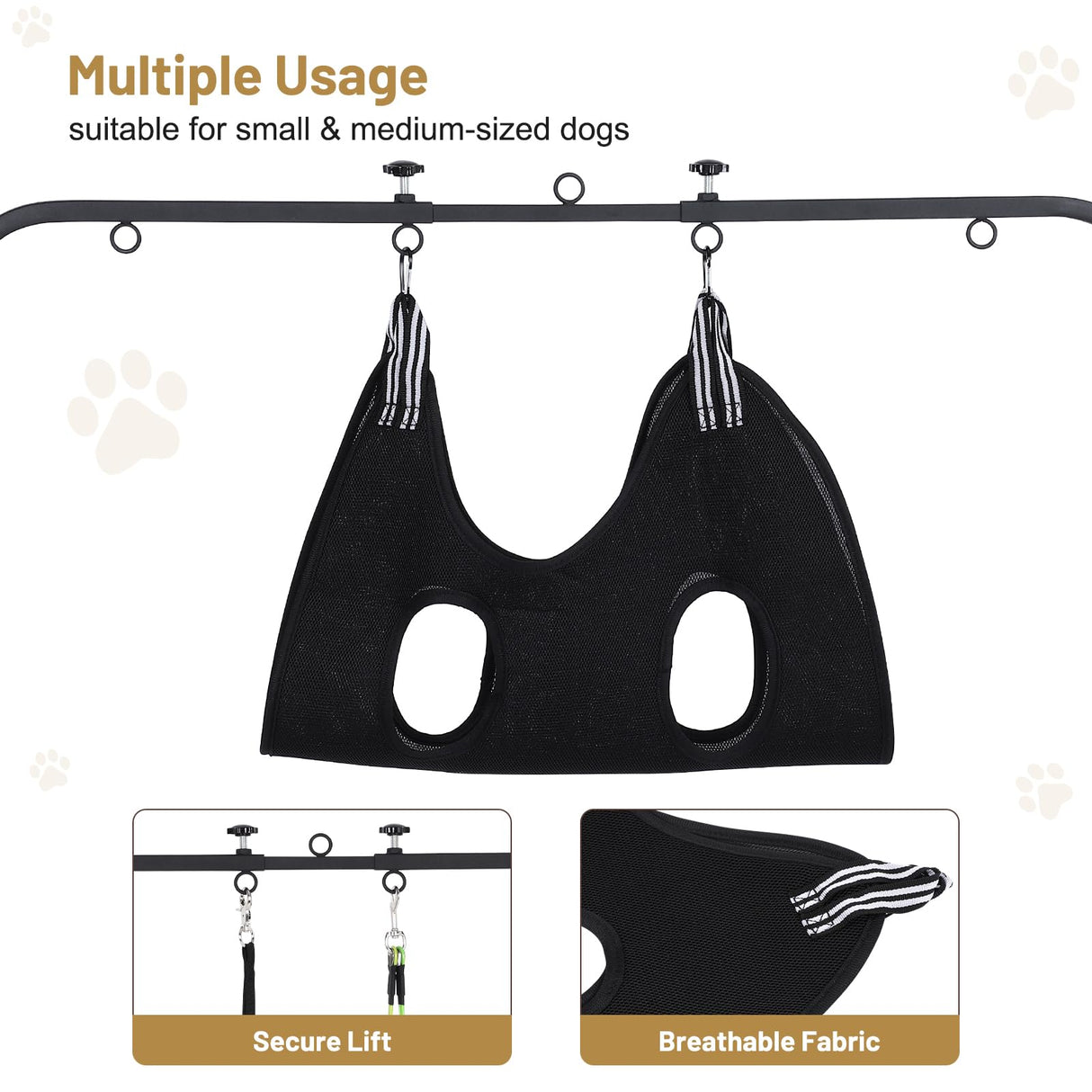 PEAYLI Adjustable Dog Grooming Arm for Table, [ 1 or 2 Arms Use] Dog Grooming Hammock for Home Use, Nail Trimming & Drying Hammock & 2 No-Sit Nooses
