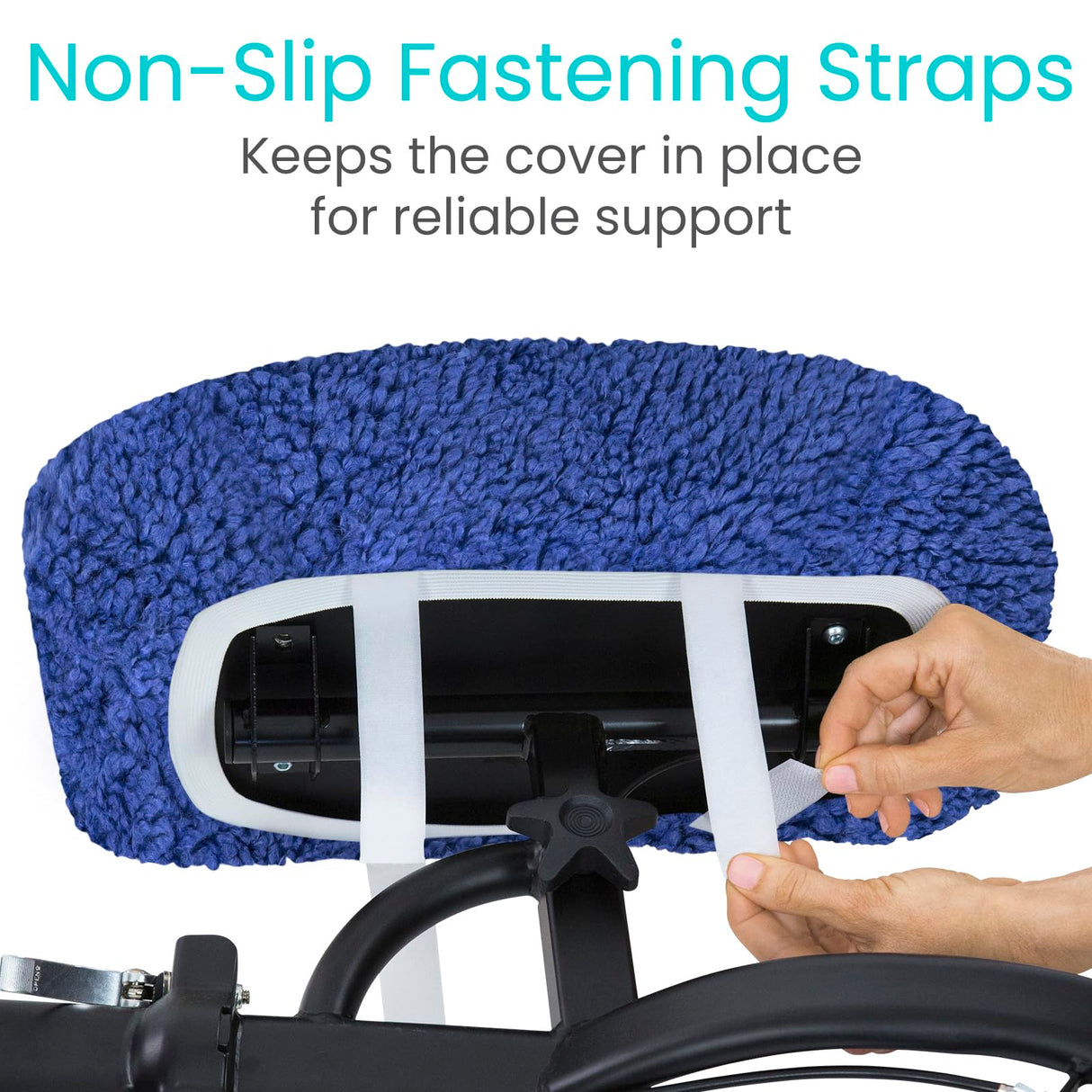 Vive Mobility Knee Scooter Pad Cover - Soft Plush Adult Sheepskin Memory Foam Cushion, Walker Accessory for Knee Roller, Padded Accessories Leg Cart Improves Comfort with Injury, Universal Fit (Blue)