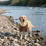 ROZKITCH SPF 50 Dog Shirt Summer Cooling Shirt UV Protection, Lightweight & Comfortable Dog Pajamas for Extra Large Dogs in Hot Weather Four Long Sleeves Recovery Suit YellowBrwon 4XL