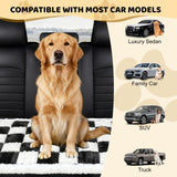 iChosen Dog Bed Mat for Car Backseat Extender, 24.8'' x 54'' Non-Slip Travel Pet Blanket for Back Seat, Washable, Soft & Scratch-Proof, Universal Fit for Car, SUV, Truck, 2'' Thick (Black & White)
