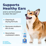 Vetnique Oticbliss Dog Ear Cleaner Flush with Odor Control, Dog Ear Cleaning Solution for Dirt and Wax with Soothing Aloe Dogs & Cats Flush - Vet Recommended for Itchy Ears (8oz, Flush)