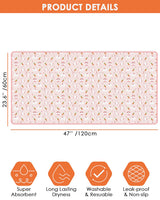 Bissap 2 Packs Guinea Pig Cage Liners, 47''X24'' Washable Guinea Pig Pee Pads Non Slip Reusable Fast and Super Absorbent Bedding for Small Animals Rabbit Hamster Chinchillas Rat - Pink