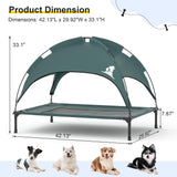 GOJOOASIS Outdoor Dog Bed with Canopy, Waterproof Outside Dog Cots Pet Bed with Removable Canopy Tent, Cat Bed Shelter, Lifted Camping Pet Bed for Medium Dogs (Blue)