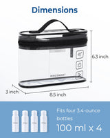 BAGSMART TSA Approved Toiletry Bag, 2 Pack Clear Makeup Cosmetic Bag Organizer, Quart Size Travel Bag for Toiletries, Carry-on Travel Accessories Essentials, Black-2pcs