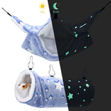 Mogoko Noctilucent Luminous Guinea Pig Rat Hammock Bunkbed Hanging Tunnel and Soft Bed Mat for Ferret Hedgehog Squirrel Hideout Cage Accessories (Tunnel and Bunkbed Hammock)