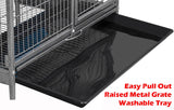 Deluxe Double Unit Two Full Story Durable Front Doors Tight 1/2-inch Wire Spacing Chew-Free Small Animal Critter Home Cage Water Bottle Food Bowl for Feisty Ferret Hammock Rat Mice On Wheels