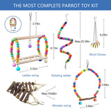 Sysmashing 22 Packs Bird Parakeet Cockatiel Toys,Parrot Swing Chewing Hanging Toy with Safe Bells,Bird cage Colorful Climbing Standing Rope Natural Wood Ladder Bungee Toys