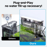 AQQA Quiet 30-50 Gallon Fish Tank Filters - Auto Start Hang on Back Aquarium Filter, Adjustable Flow, Deodorization Decontamination Filter System AQ168 (8W 200GPH)