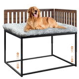 Beside Dog Bed,2 Panel Adjustable Height Dog Bunk Beds,48''x 30'' Metal Dogs Bed Frame with Cushion,X-Large