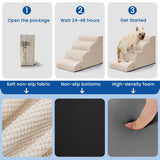 Airpanda Dog Steps for Bed, 4 Step Pet Stairs for Small and Medium Dogs, Non-Slip Dog Ramp with Washable Cover, High-Density Support Foam for Easy Climbing,Beige