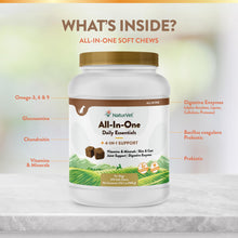 Load image into Gallery viewer, NaturVet All-in-One Dog Supplement - for Joint Support, Digestion, Skin, Coat Care – Dog Multivitamins with Minerals, Omega-3, 6, 9 – Wheat-Free Vitamins for Dogs – 240 Soft Chews

