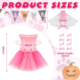 Sweetude 6 Pieces Halloween Princess Dog Costume Set Female Puppy Princess Tutu Skirt Dog Hat Delicate Cuffs PET Pink Outfits for Dogs Birthday Wedding Party (XXL)