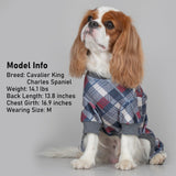 KYEESE Dog Pajamas Plaid Dog Pajamas for Small Dogs Boy Girl Comfy Coat Soft Doggie Jammies Stretchy Onesie Pet Clothes Velvet Pjs, Grey, Medium