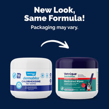 Load image into Gallery viewer, Vetnique Dermabliss Advanced Strength Medicated Antibacterial Wipes for Dogs with Chlorhexidine for Infections, Irritation &amp; Redness Relief
