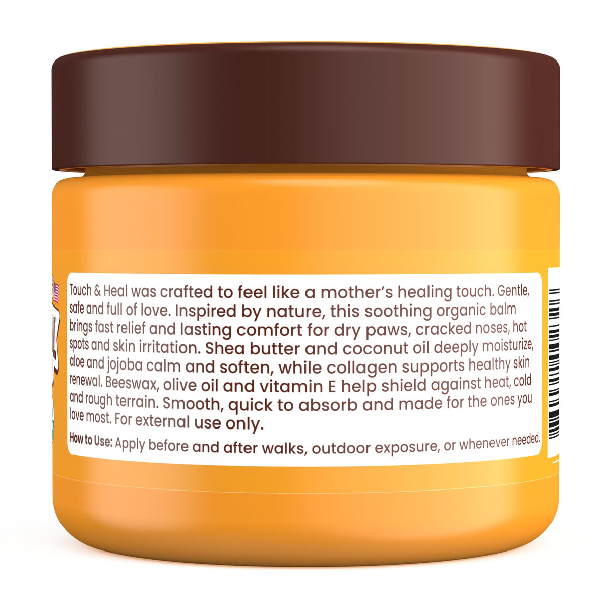Petsmont Touch & Heal Organic Paw Balm for Dogs 2oz - Cream Lotion Protection Moisturizer Nose Natural Soother Hot Pavement Wax Dry Paws Cracked Butter Protectors Pad Snout Puppy Elbow Foot Pet