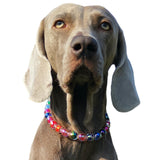 Adjustable Dog Necklace with Elegant Sparkling Colorful Crystal Pearl Beads,Perfect for Parties,Birthdays,Soft and Comfortable, Handmade (18 inches - 20 inches)