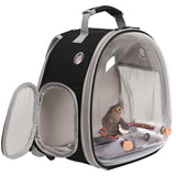 Small Bird Travel Backpack Carrier Cage, Backpack to Transport Backpack Carrier with Metal Tray Stand Perch for Parakeet Cockatiel Budgies Vet Carry Book Bag Black