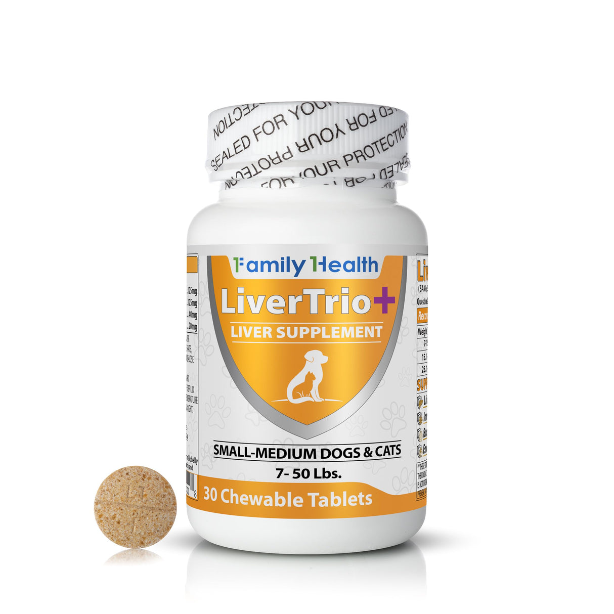 LiverTrio+ Comprehensive Liver Support Supplement for Smaller Dogs. Flavorful Chewable Tablets Combining Same, SPC, Silybin A+B, + Glutathione 30Ct (Small - Medium)