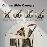 4 Wheels Pet Stroller for Small/Medium Dogs and Cats,Dog Stroller with Detachable Carrier and Storage Basket,One Click Folding, Compact Portable,Up to 50lbs,3 in1 Multifunctional(Khaki)