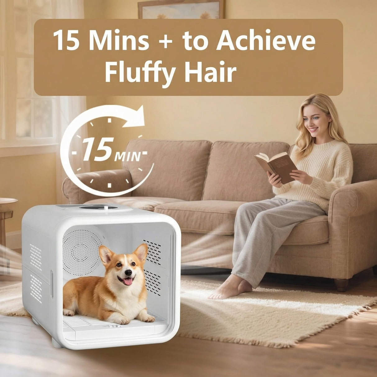 Professional Pet Dryer Box for Dogs and Cats - Fast Drying & Low Noise Blower, Portable Pet Hair Dryer Machine with Adjustable Temperature, for Small Medium Dogs Cats After Bath Grooming at Home