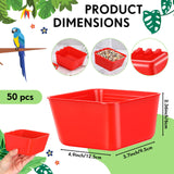 Maxdot 50 Pcs Cage Cups Chicken Feeder Cups 16 oz Hanging Bird Food Water Bowl Bunny Cage Feeding Dish for Pet Parrot Rooster Parakeet Gamefowl Poultry Pigeon(Red)