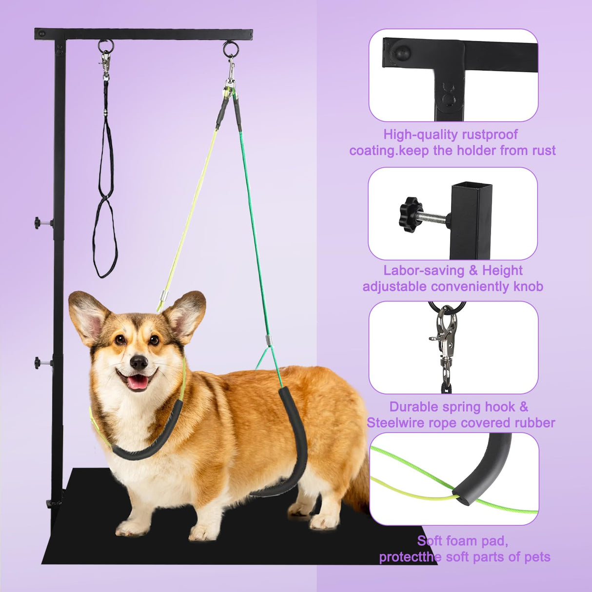FANXSVL Dog Grooming Arm Kit 26"-40" Height with Harness & Hammock Sling for Small Dogs, Pet Grooming Table Accessory for Nail Trimming, Bathing, Dog Grooming Supplies.